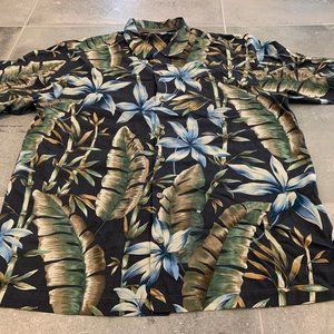 TOMMY BAHAMA FORAL SHORT SLEEVE SILK MENS SHIRT LG